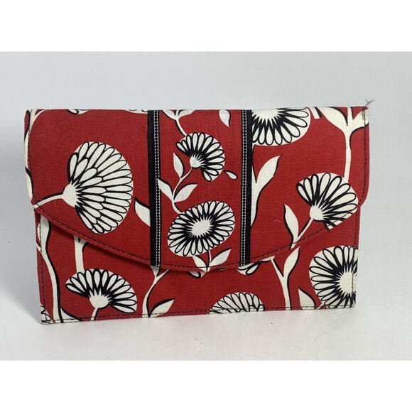 VINTAGE - Vera Bradley Red Floral Magnetic Travel Clutch / Document Organizer - Picture 1 of 8